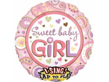 Dainuojantis folinis balionas "Baby girl" (71cm)